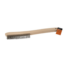 Scratch Brush, 3 x 19 Stainless Steel Bristle Rows with Extended Handle