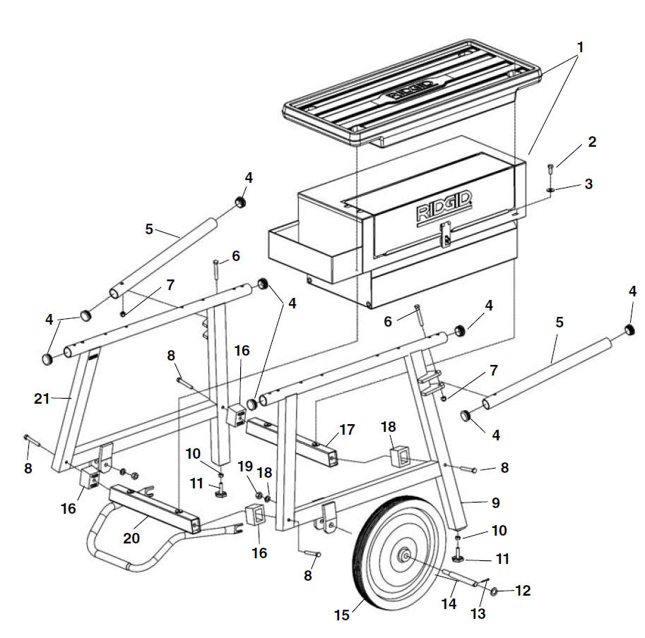 Parts | 200A Universal Wheel & Cabinet Stan... | RIDGID Store