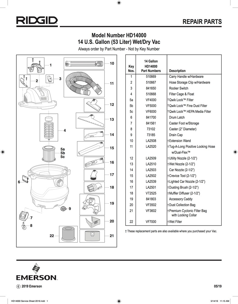 Ridgid WD14500 14 Gallon Professional Wet/Dry Vac