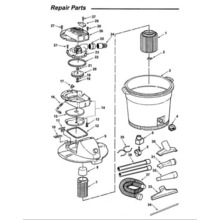 WD16500, WD1665BG, WD1665BK, WD1665ST Vac Assembly