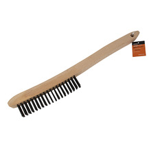 Scratch Brush, 3 x 19 Carbon Steel Bristle Rows with Extended Handle