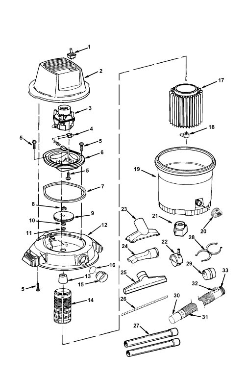 Parts  16 Gallon Wet/Dry Vac with Detachable Blower