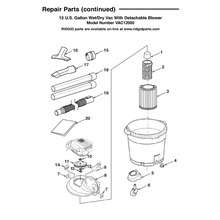 Parts | 12 Gallon Wet/Dry Vac With Detachable Blower - Obsolete