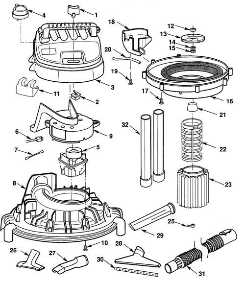 Parts 16 Gallon Motor-On-Bottom Wet/Dry Shop Vac RIDGID, 51% OFF