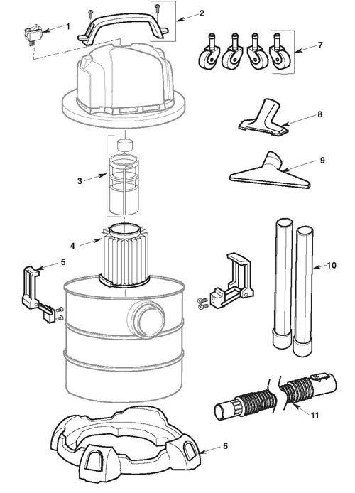 Parts | 6 Gallon Stainless Steel Wet/Dry Vac | RIDGID Store