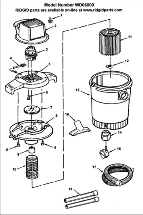 Parts | 6 Gallon Wet/Dry Vac | RIDGID Store