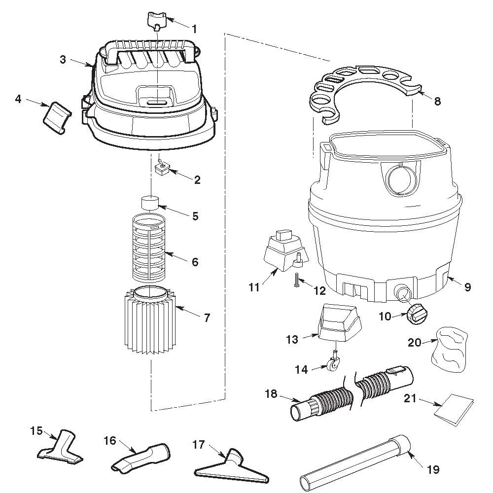 Parts, 14 Gallon Wet/Dry Vac