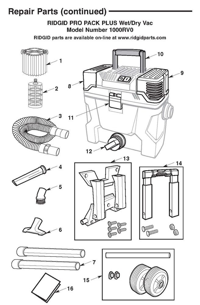 RIDGID Vacuum Cleaner Parts for Sale 