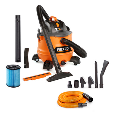 RIDGID 14 Gallon 6.0 Peak HP NXT Shop Vac Wet Dry Vacuum with Fine Dust Filter, Hose, Accessories and Car Cleaning Kit