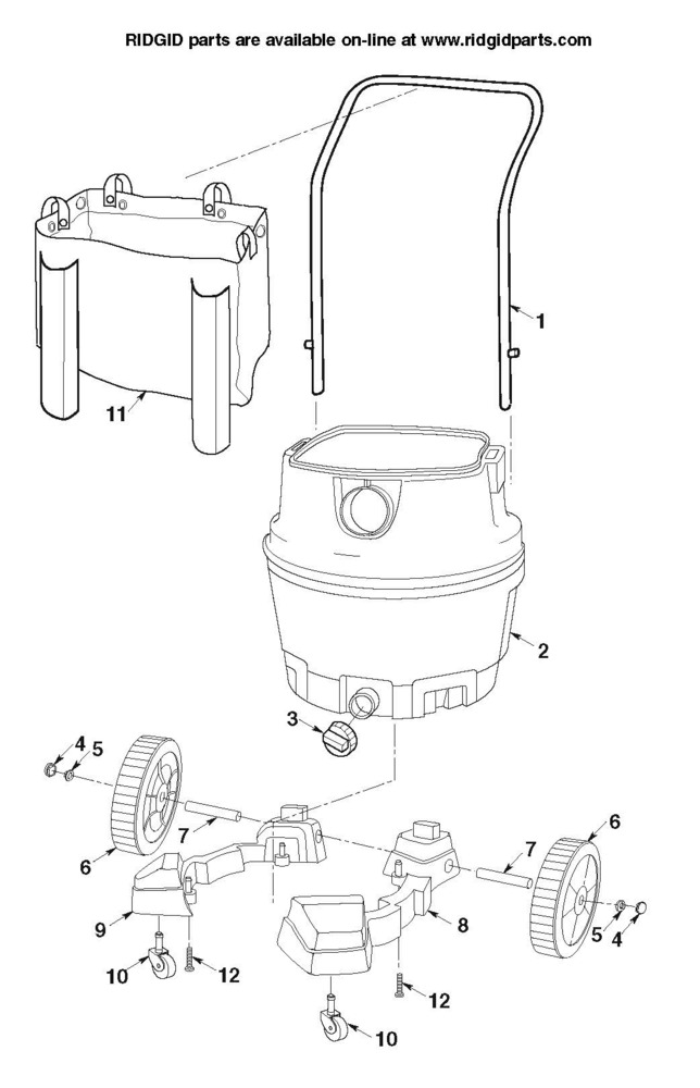 Ridgid 20013 115V Motor Assembly for 1400RV Wet/Dry Vacuum