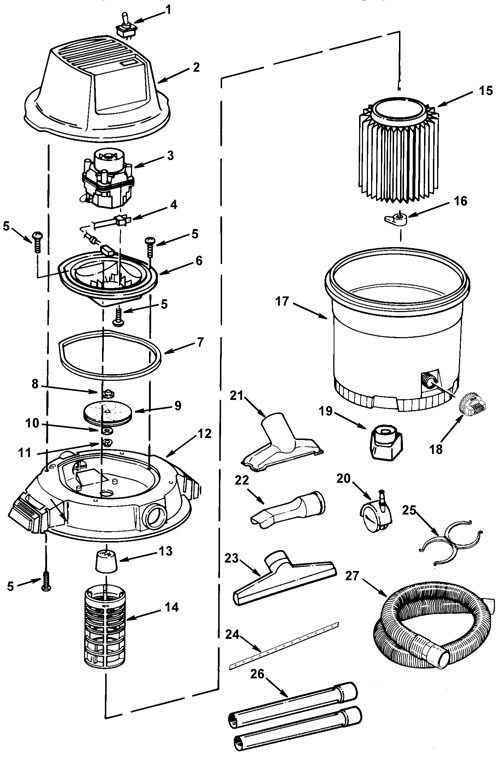 Parts, 12 Gallon Wet/Dry Vac