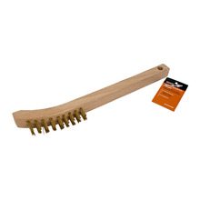 Scratch Brush, 2 x 9 Brass Bristle Rows with Curved Handle